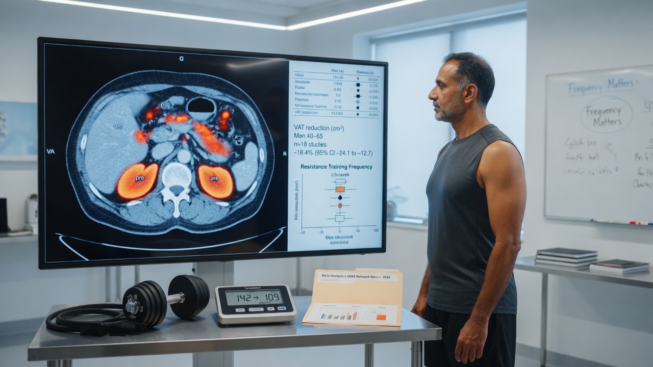 Meta-Analysis of Resistance Training Frequency and Visceral Adipose Tissue Changes in Men Aged 40–65